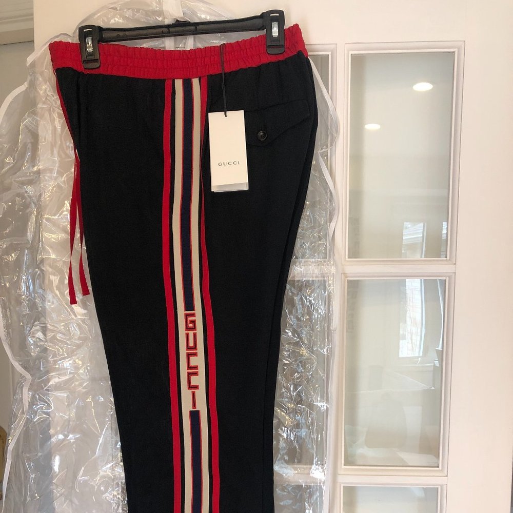 Gucci Side Logo Trim Jogger Pants in Black